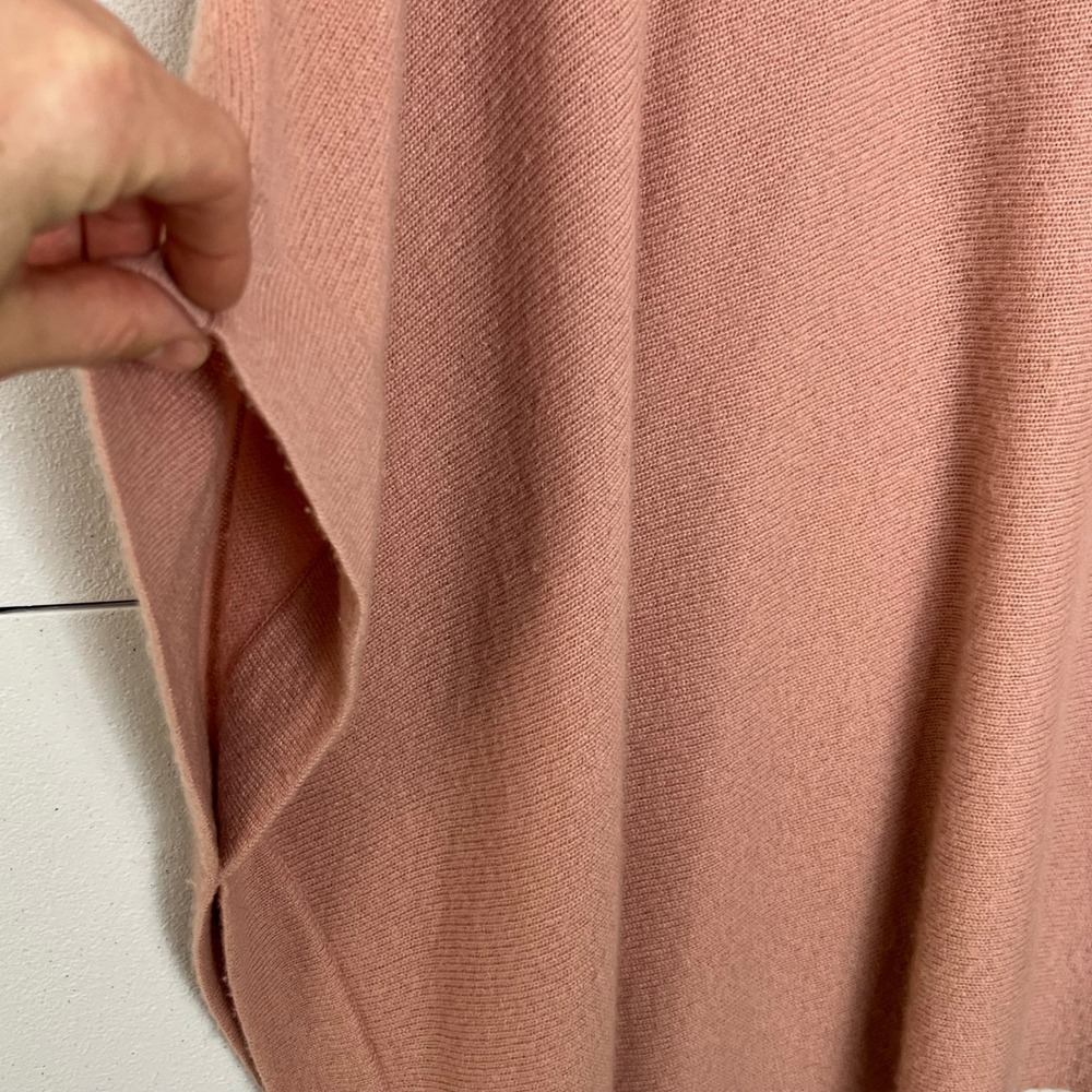 Ann Taylor 100% Cashmere Poncho Sweater Rose Pink‎ M/L Oversized Knit Lagenlook - Picture 6 of 15